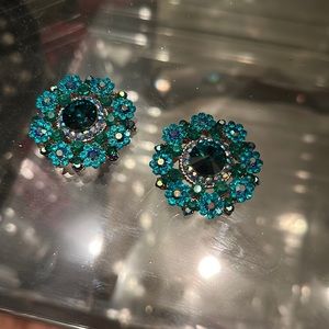 Turquoise Crystal Flower Decorative Accent
